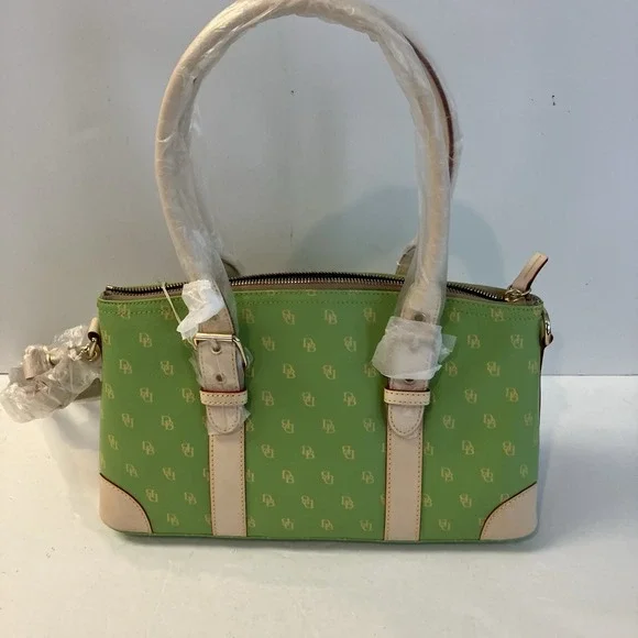 DOONEY & BOURKE Lime Green Logo Zip Satchel w Wristlet, Glasses, ID Cases - NWOT - Picture 4 of 8